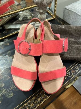 UGG Coral Suede Slingback Sandals with Round Buckle